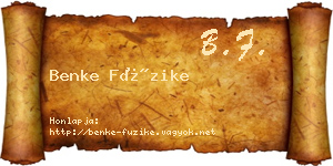 Benke Füzike névjegykártya